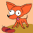 Animated orange cartoon dog with large ears and white eyes stands on brown ground with red object, head turning left to right