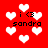 Red background with white pixelated hearts and repeated text 'i <3 sandra' in black block letters.