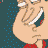 A 4x4 contact sheet of animated frames from a Family Guy cartoon icon showing Peter Griffin's face in various expressions with text elements and character details.