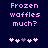 Pixelated text 'Frozen waffles much?' in pink on dark blue background with five heart symbols below, two versions showing different heart positions.