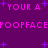 Pixelated text and star shapes on a purple background with pink and blue elements.
