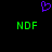 Purple pixelated heart symbol above two green 'NDF' text blocks on black background.