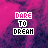 Pixelated text 'DARE TO DREAM' on a pink and purple abstract background with animated color shifts.