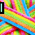 Four distinct pixelated images arranged in a , each with bold text overlays and vibrant colors