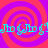 A static image with a repeating pattern of red and purple concentric spirals forming a four-quadrant , overlaid with cyan text reading "Jro gJro gJro gJro g" in a pixelated font