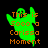 Green ghost-shaped figure with orange text 'This is 5000 a Carissa Moment' on black background, showing three distinct color variations of the green shape.