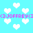 Pixelated cyan background with scattered white heart shapes and repeating pink text reading "<3JOFFREY<3" across two horizontal bands.