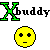 Yellow pixelated face with black eyes and mouth on a white background, transitioning through multiple states including blue lines extending from the base.