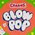 Animated icon with 'Glow Pop' text in white rounded letters on a circular background that cycles through orange, blue, and purple hues.