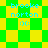 Pixelated icon with green and yellow checkered background, blue text 'brooke norton', and ':)' emoticon, showing two animation states.