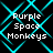 Pixelated cyan pattern with white text 'Purple Space Monkeys' repeated across four quadrants on a black background