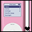 A 2x2 contact sheet of a pink iPod-like device with a blue interface, showing frame-to-frame changes in heart icons and background colors across three sampled frames.