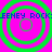 Four green concentric circles on a bright pink background with blue text reading "EENEY ROCK" repeated horizontally across the top and bottom.