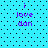 Pixelated text 'i love dan' on cyan background with black dots, repeated in two identical vertical