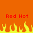 Pixelated orange background with red text "Red Hot" repeated twice above yellow-orange flames at the bottom.