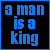 Blue pixelated text on black background arranged in a with one empty , displaying phrases about kings and rulers