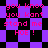 Pixelated text repeats 'you knoo you kant stand me HOE!' on a purple and black checkered background with shifting patterns.