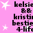 Pixelated text and star shapes on a pink background, with repeated phrases and symbols in black and white.