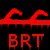 Red pixelated text 'BRT' with a horizontal red line above it on a dark background.