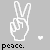 pixelated icons featuring peace signs, hearts, and musical notes with text labels beneath each symbol on a gray background