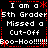 Black background with white and red pixelated text repeating 'I am a 5th Grader Missed a Cut-Off Boo-Hoo!!!!!!' in a pattern with red asterisks and dotted lines