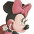 Pixelated image of Minnie Mouse with pink bow, black ears, and red dress on white background.