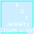 Light blue square icon with cyan border containing white text "KAY Jewelry I love u so!" and a small green pixelated symbol on the right side of the bottom-right frame.