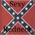 Static pixelated icon featuring a Confederate battle flag design with overlaid text "Sexy" and "Redneck" on a red background.