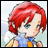 A pixelated anime-style character with red hair and blue eyes on the left, next to a black background with white text reading "Anime IM" and "COM" on the right.