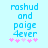 Pixelated text reads 'rashud and poige 4ever' with pink asterisks below on a light blue background.