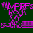 Four pixelated display identical text and shapes in different background colors: dark green, brown, red-orange, and dark brown