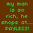 Pixelated text displays 'my man is so rich, he shops at... PAYLESS!' across brown and cyan backgrounds with green lettering.