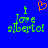 Blue background with green pixelated text reading "I love alberta!" and an orange heart symbol above the first 'i'.