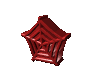 Red 3D spider web icon rotates through multiple angles against gray background, showing varying perspectives of its geometric structure.