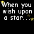 Black background with repeated white text 'When you wish upon a star...' and yellow stars, some of which change position across frames.