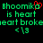 Green pixelated text on black background displays 'Bhoomiko' with red heart symbol, 'is heart', 'heart broke', and '<□□3' in two side-by-side