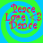 Four identical display red text 'Peace Love <3 Dance' over green and blue spiral backgrounds with pixelated text