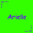 Green background with purple text 'Arielle' repeated three times in , surrounded by small star and dot patterns