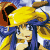 Pixelated anime-style character with yellow hair and blue scarf against a green background displaying 'Original Icons .com' text.