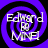 Four identical circular icons arranged in a , each featuring a purple and black spiral background with white text reading "Edward de MINE!" in a distorted, overlapping style