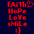 Red pixelated text and symbols on dark blue background with heart symbol above 'Hope' in left , identical right