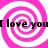 Four identical pink and white spiral patterns arranged in a with black text reading "I love you" overlaid on each spiral