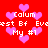 Red background with pink heart shapes and repeated white pixelated text reading "Calum" "Best Bf" "Eve" "My #1"