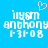 Pixelated blue background with white text reading 'ilysm anthony fr31-08' and a pink heart symbol above the first line.