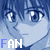 Blue-toned anime-style character face with large eyes and dark hair, repeated in a pattern with 'FAN' text overlays on each section