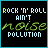 A 4x4 contact sheet of animated frames showing a pixel art icon with text "ROCK 'N' POLL AIN'T NOISE POLLUTION" on black background, where the word "POLLUTION" cycles through different colors across frames.