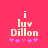 Pixelated text 'i luv Dillon' in light yellow on bright pink background with five purple asterisks below.