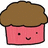 Pixelated cupcake character with brown top and pink base, smiling face on each view, blue text overlays reading "I know its hard but please... DON'T EAT ME!!!" across six