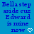 Blue background with pixelated blue text reading "Bella step aside cuz Edward is mine now" and a white heart symbol.