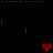 Pixelated digital artwork with red heart symbols and cyan text fragments on a black background, featuring animated color shifts in text elements.